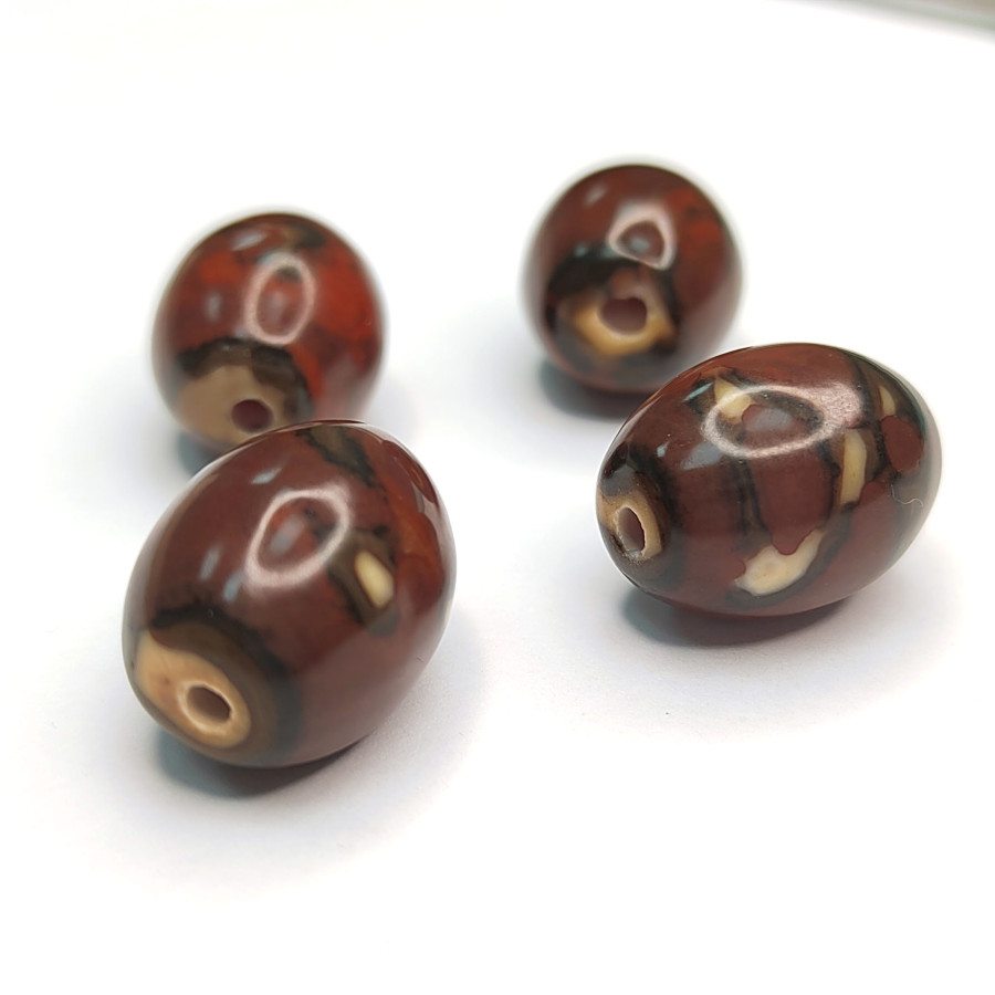 Бусина Дзи 19,4х16 мм, натуральный агат, штука