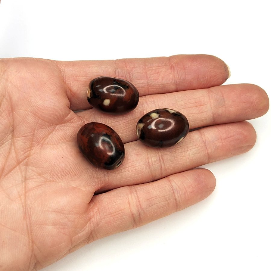 Бусина Дзи 19,4х16 мм, натуральный агат, штука