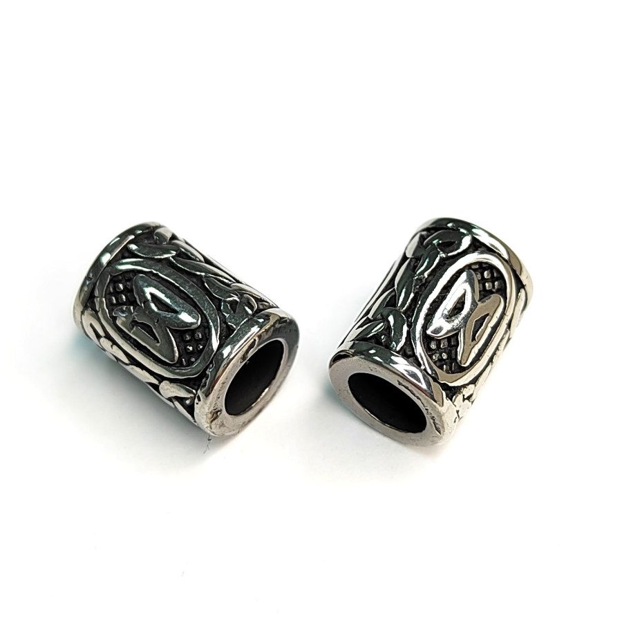 Дагаз бусина руна 13х10 мм из нержавеющей стали, штука