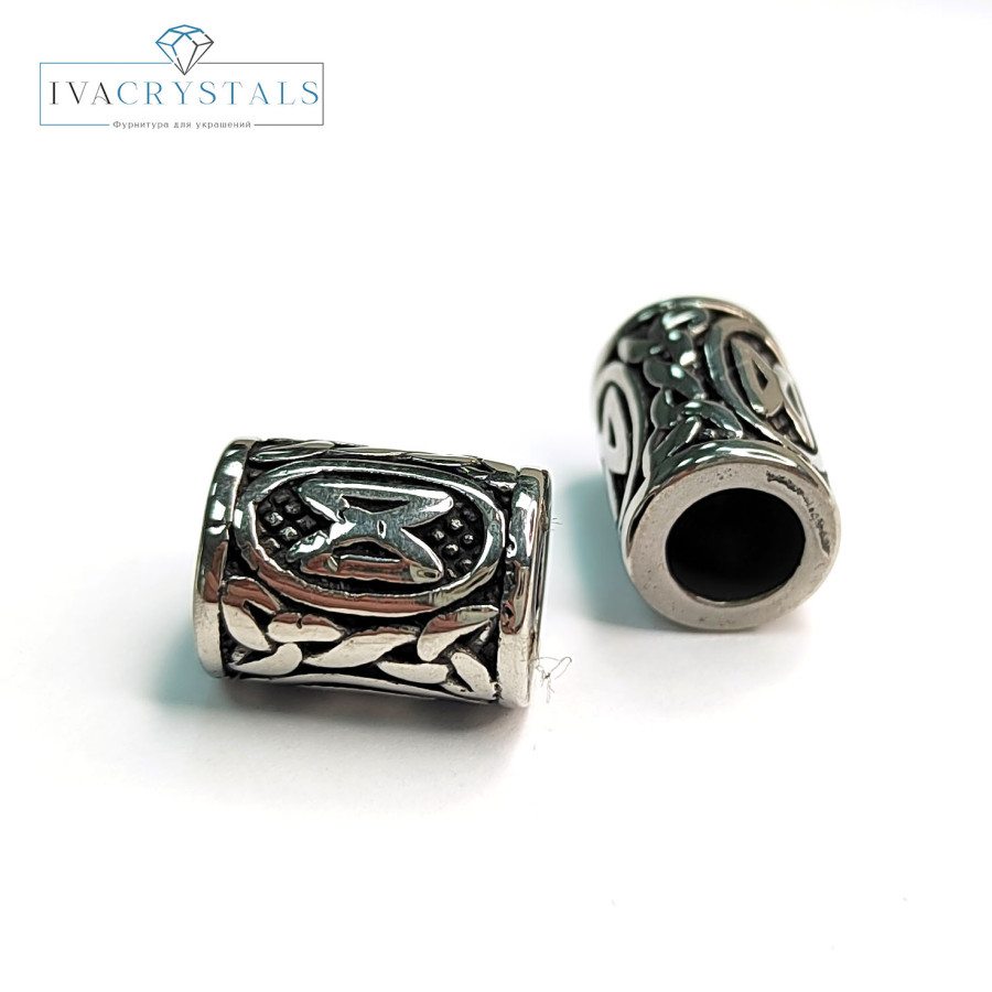 Дагаз бусина руна 13х10 мм из нержавеющей стали, штука