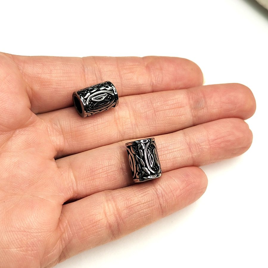 Дагаз бусина руна 13х10 мм из нержавеющей стали, штука