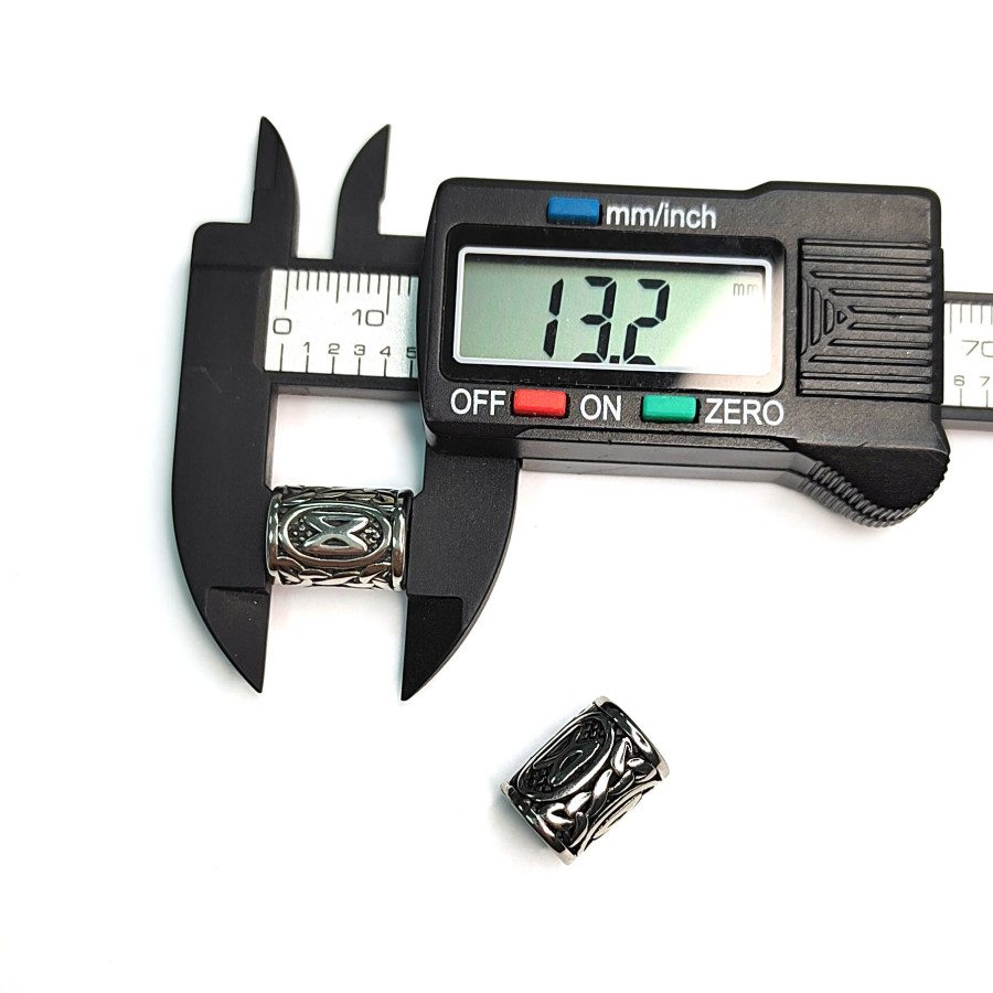 Дагаз бусина руна 13х10 мм из нержавеющей стали, штука