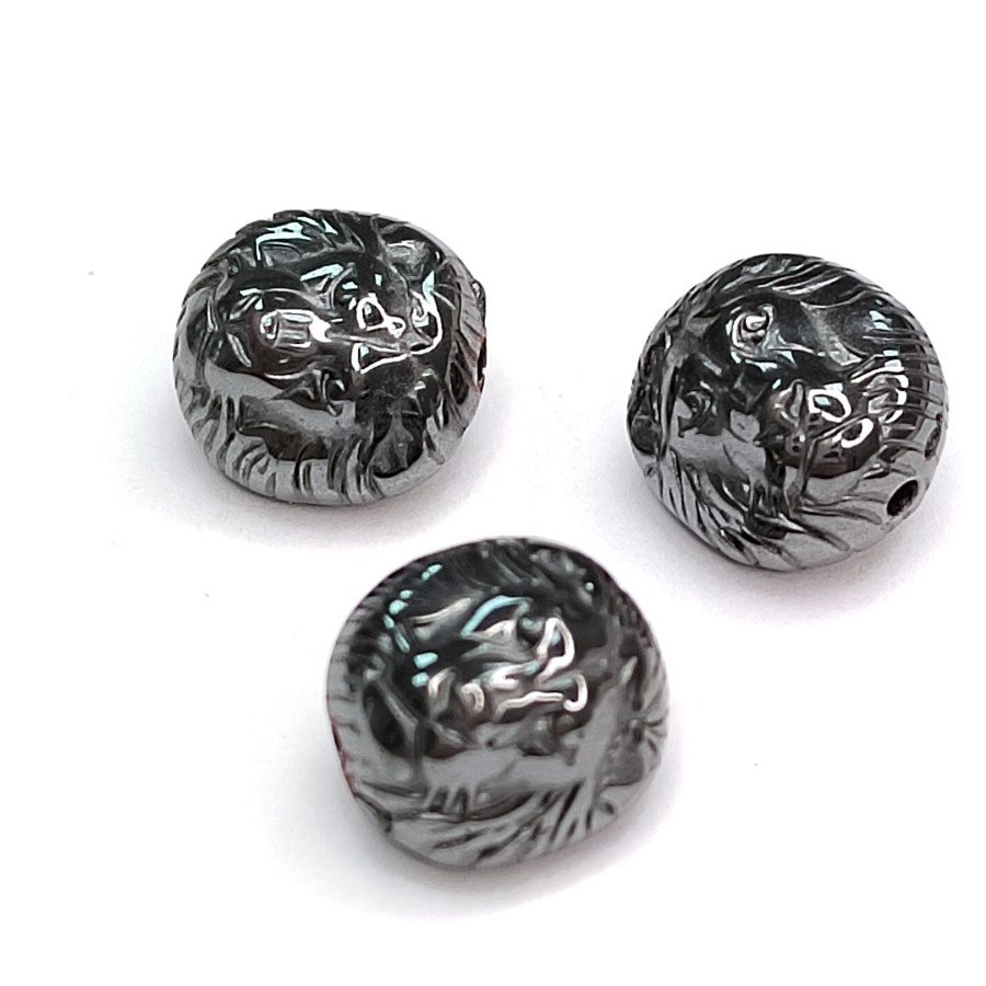 Лев 10 мм бусина из гематита, штука