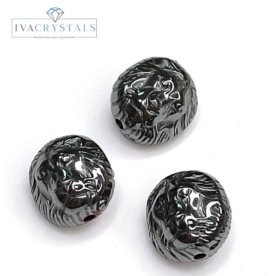 Лев 10 мм бусина из гематита, штука