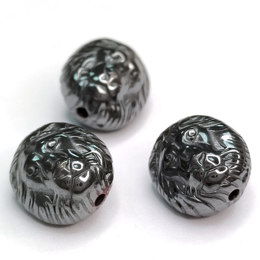 Лев 10 мм бусина из гематита, штука