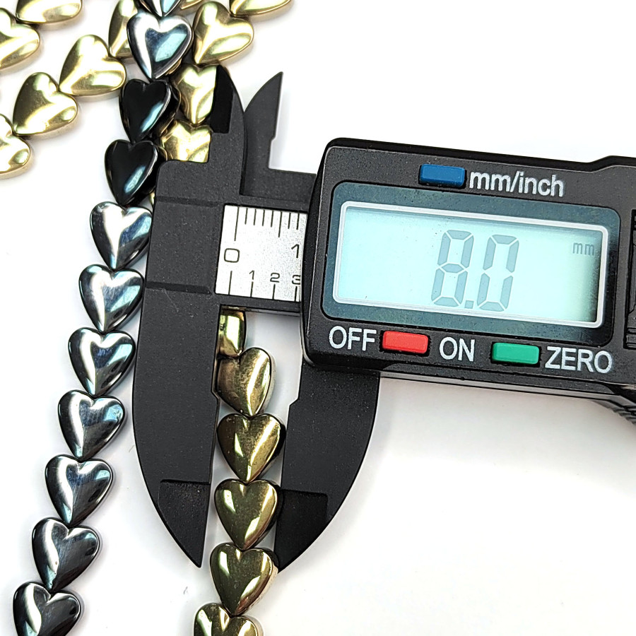 Гематит Сердечки 8 мм, нить 40 см