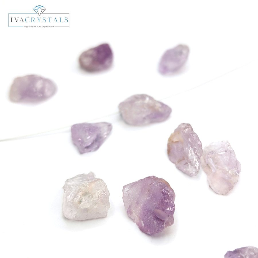 11х8 мм Лавандовый аметист натуральный, колотый необработанный камень