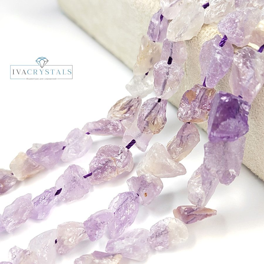 11х8 мм Лавандовый аметист натуральный, колотый необработанный камень