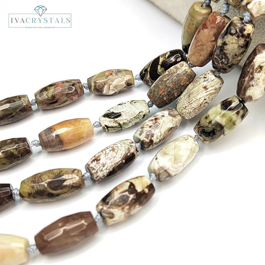 Яшма риолит натуральная 15х8,5 мм Нить (23 бусины)