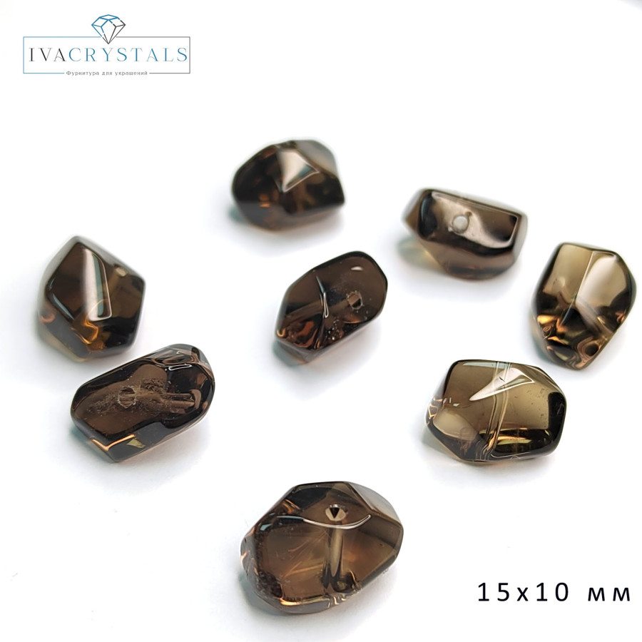 Раухтопаз натуральный, Дымчатый кварц, 15х11 мм, ШТУКА