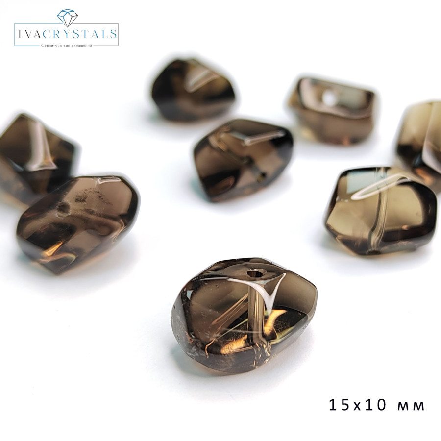 Раухтопаз натуральный, Дымчатый кварц, 15х11 мм, ШТУКА