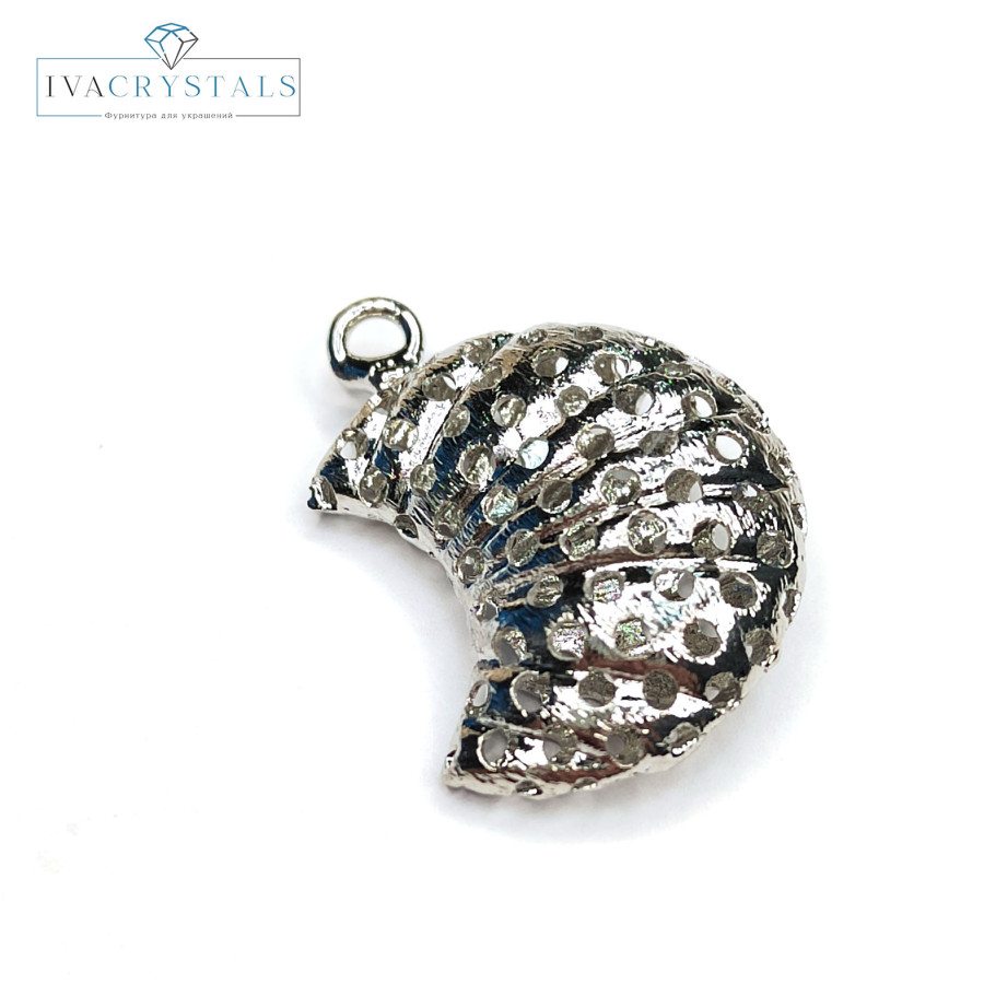 Подвеска Полумесяц 24 мм, штука покрытие Родий