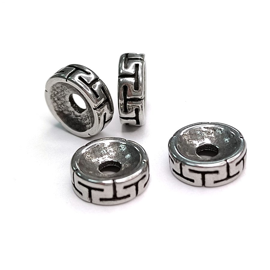 Бусина 8х2,7 мм разделительная из нержавеющей стали с чернением, штука