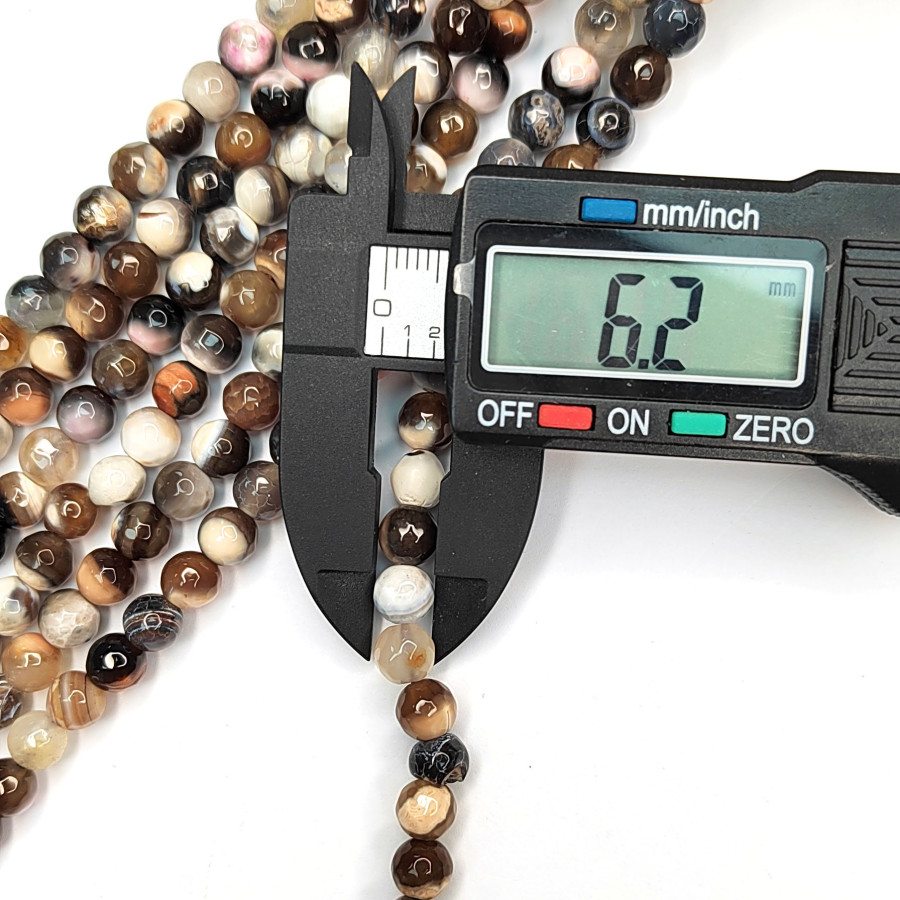 Агат африканский натуральный 6 мм, Огранка, цвет Шоколадный, НИТЬ 36,5 см