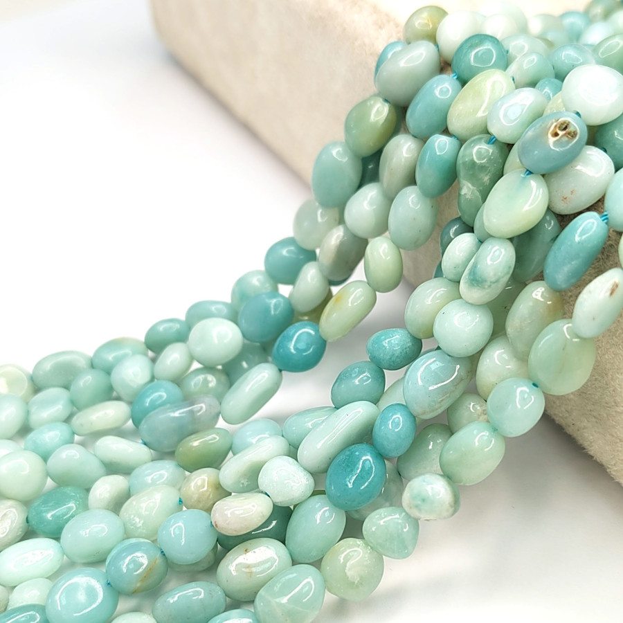 6х9 мм Амазонит натуральный, галтовка, НИТЬ 40 см