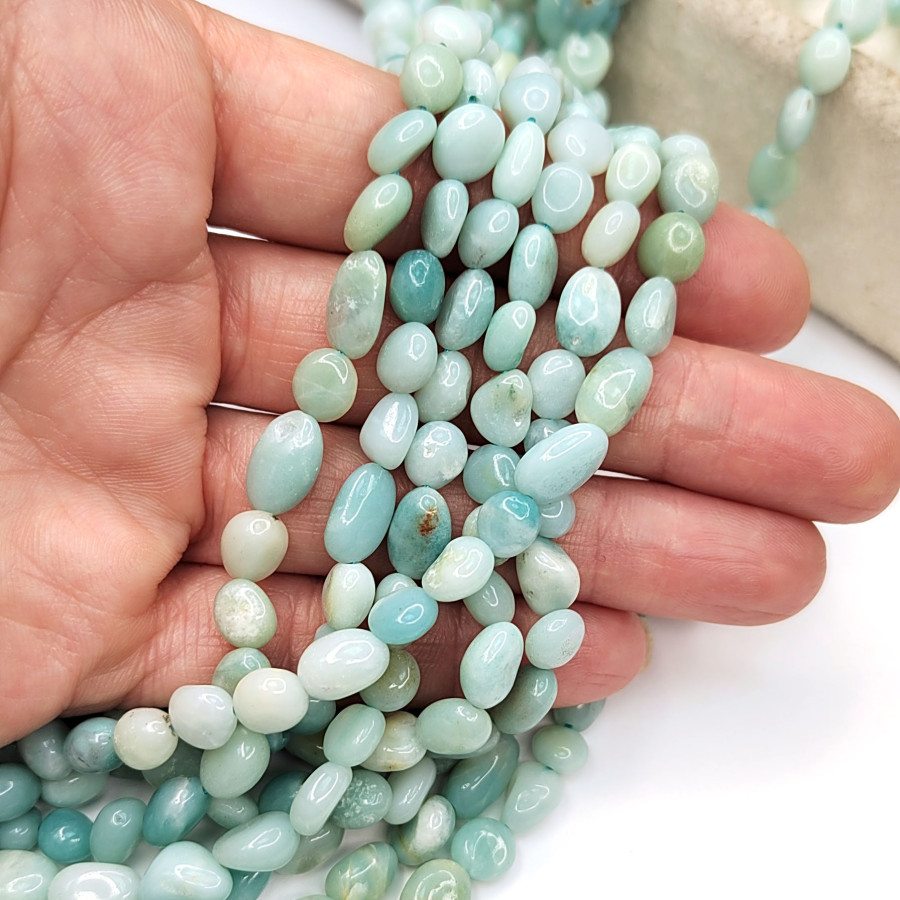 6х9 мм Амазонит натуральный, галтовка, НИТЬ 40 см