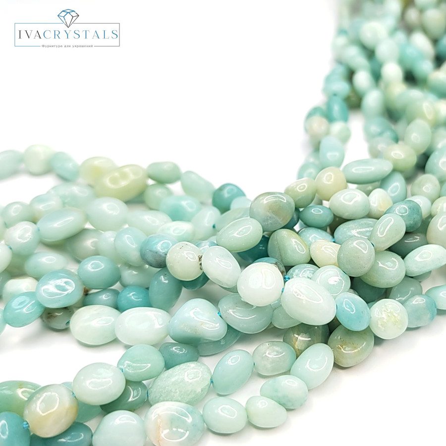 6х9 мм Амазонит натуральный, галтовка, НИТЬ 40 см