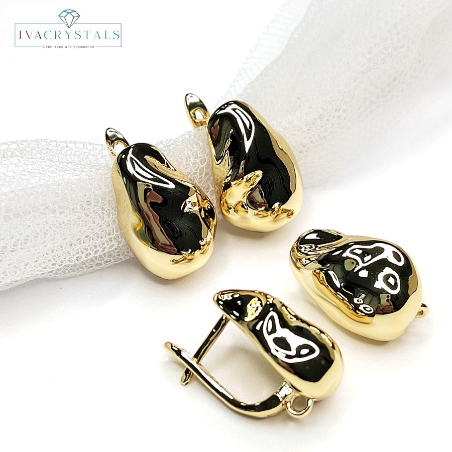 Швензы 17х12 мм Мятый металл, пара покрытие Позолота