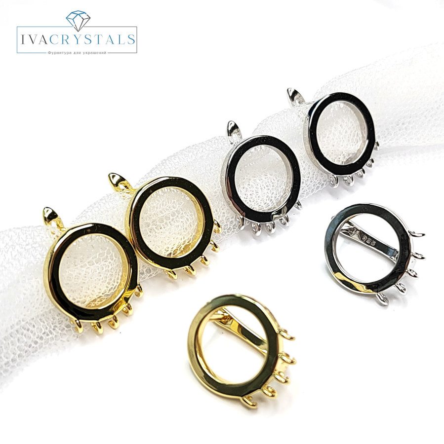 Швензы круглые 15 мм с петельками для подвесок, пара