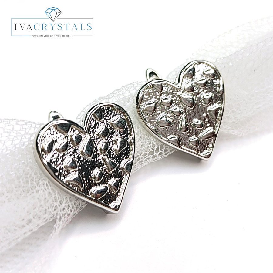 Швензы Сердце 16 мм, пара покрытие Родий