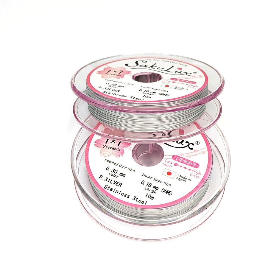 0,3 мм Японский Тросик ювелирный SakuLux, цвет Белый (P. Silver)