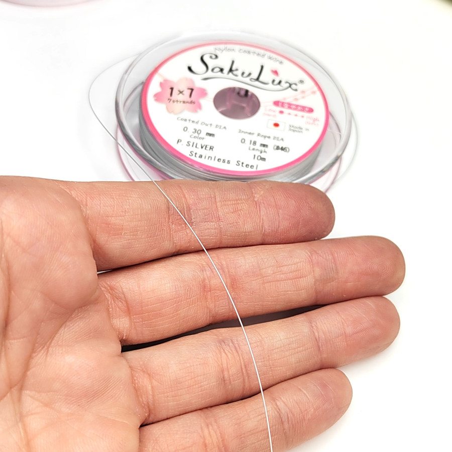 0,3 мм Японский Тросик ювелирный SakuLux, цвет Белый (P. Silver) Метр