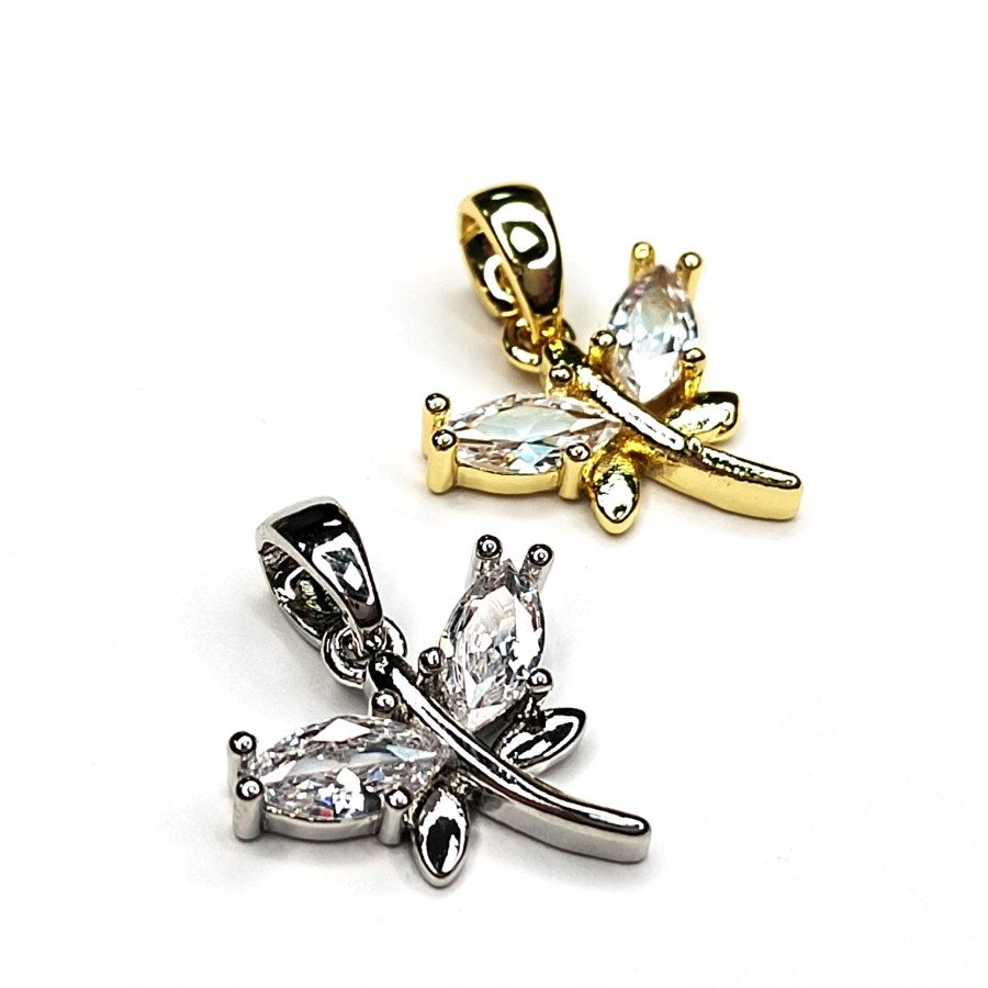 Подвеска 17х14 мм Стрекоза с фианитами, штука