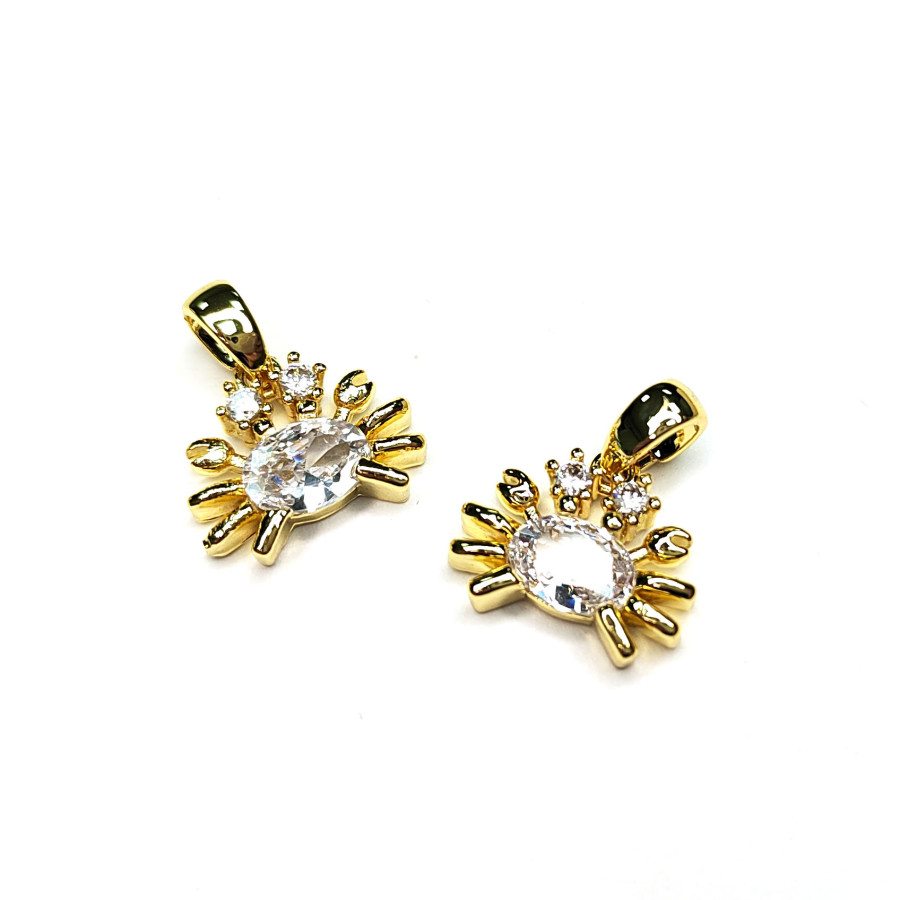 Подвеска 13х11 мм Крабик с фианитами, штука