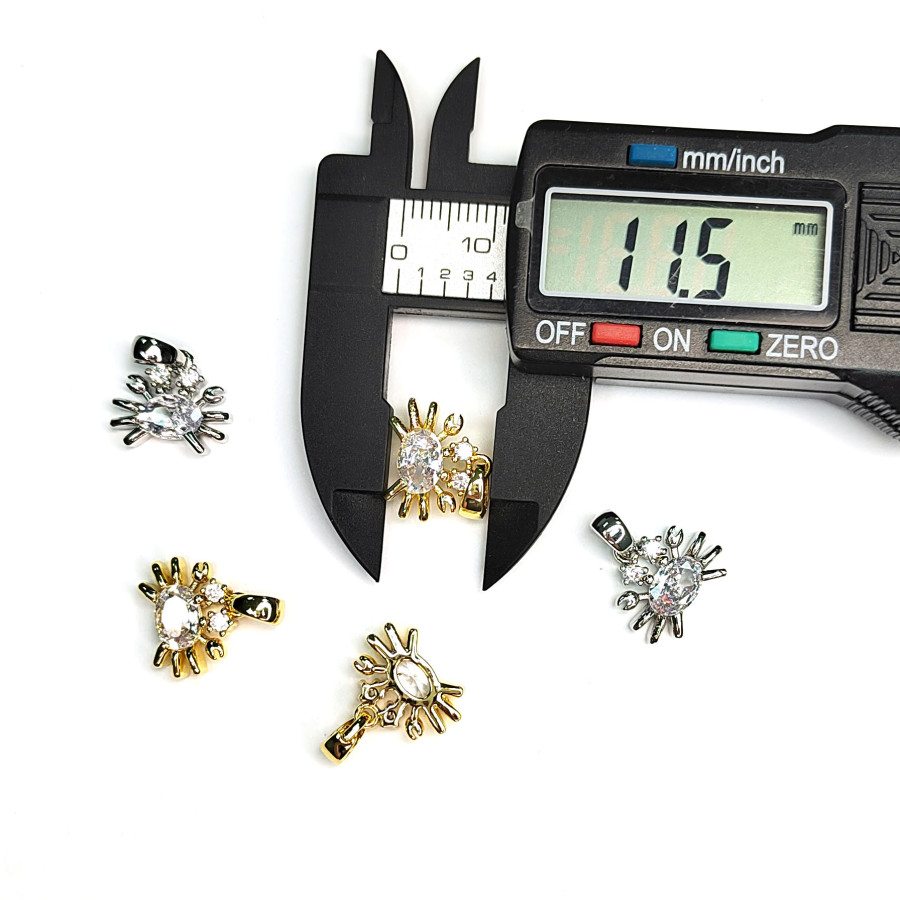 Подвеска 13х11 мм Крабик с фианитами, штука