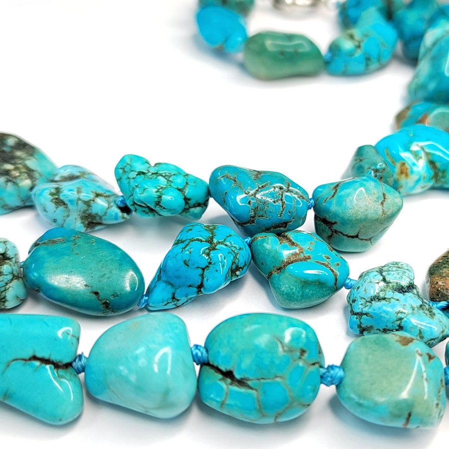 16х13 мм Бирюза натуральная, крупная галтовка, НИТЬ 59 см