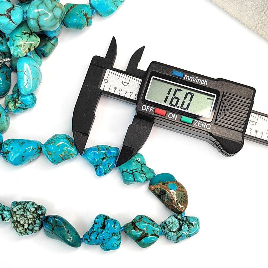 16х13 мм Бирюза натуральная, крупная галтовка, НИТЬ 59 см