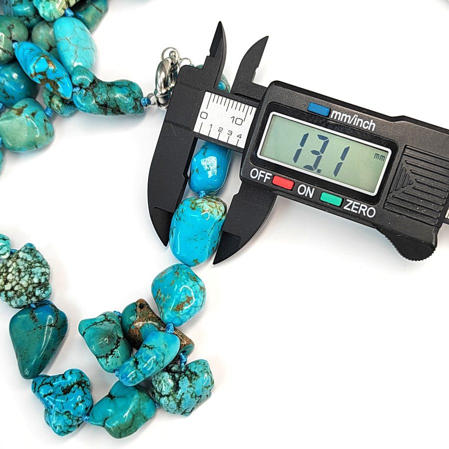 16х13 мм Бирюза натуральная, крупная галтовка, НИТЬ 59 см