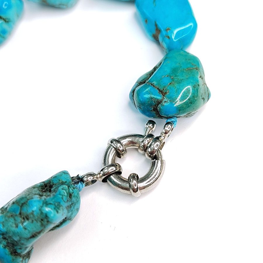 16х13 мм Бирюза натуральная, крупная галтовка, НИТЬ 59 см