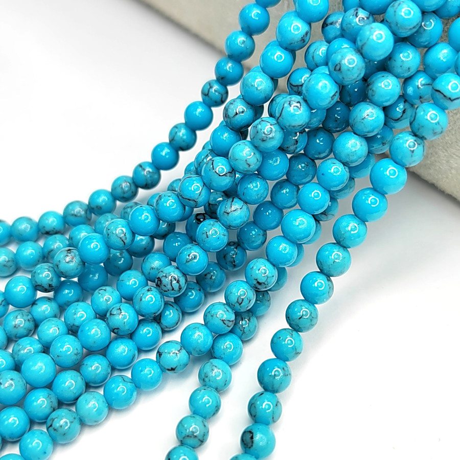 4,5 мм Бирюза прессованный камень, НИТЬ 39 см