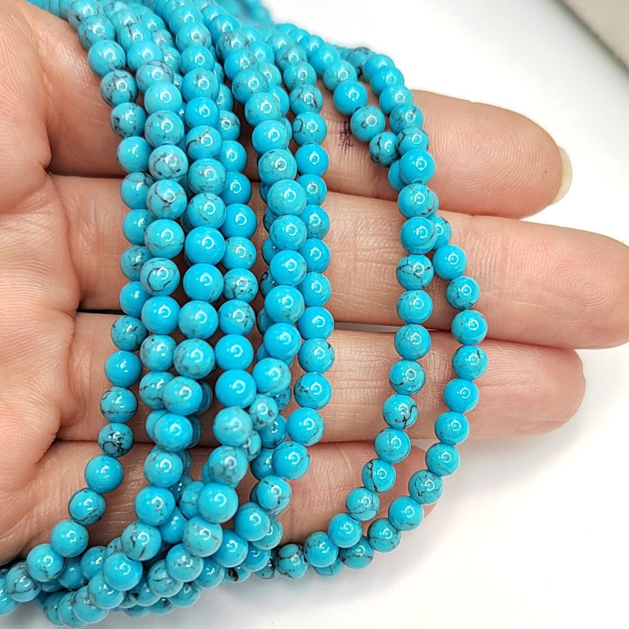 4,5 мм Бирюза прессованный камень, НИТЬ 39 см