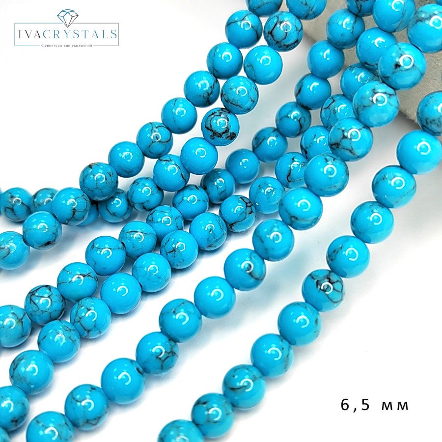 6,5 мм Бирюза прессованный камень, НИТЬ 39 см