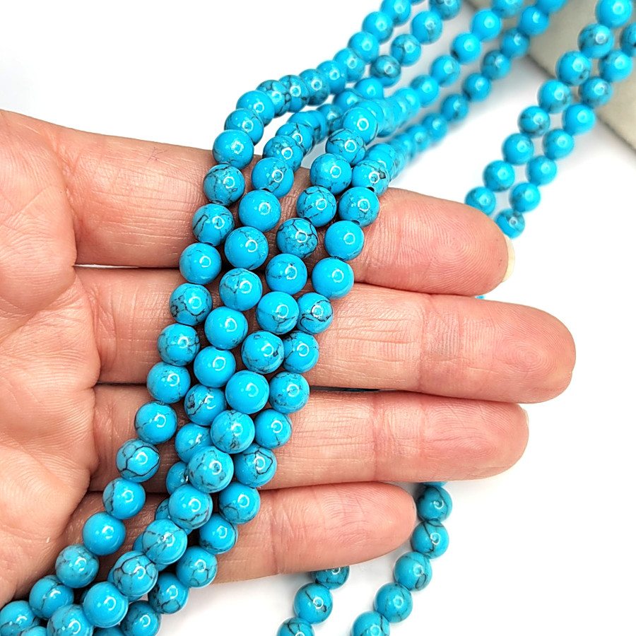 6,5 мм Бирюза прессованный камень, НИТЬ 39 см