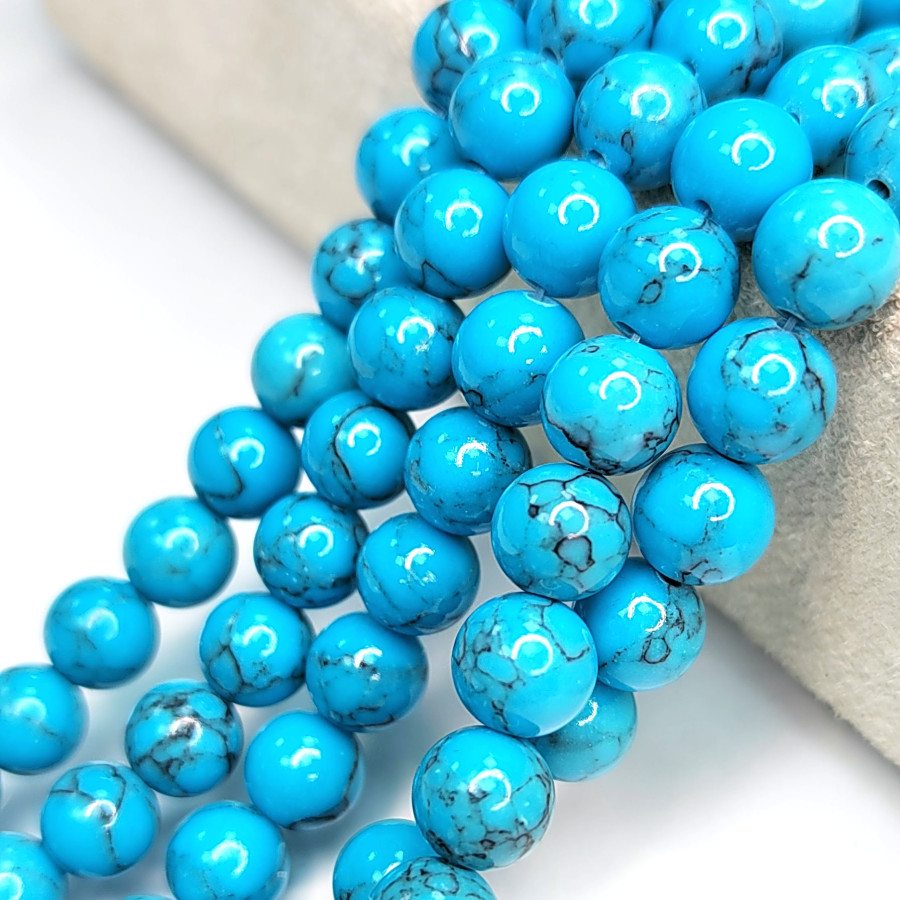 8 мм Бирюза прессованный камень, НИТЬ 39 см