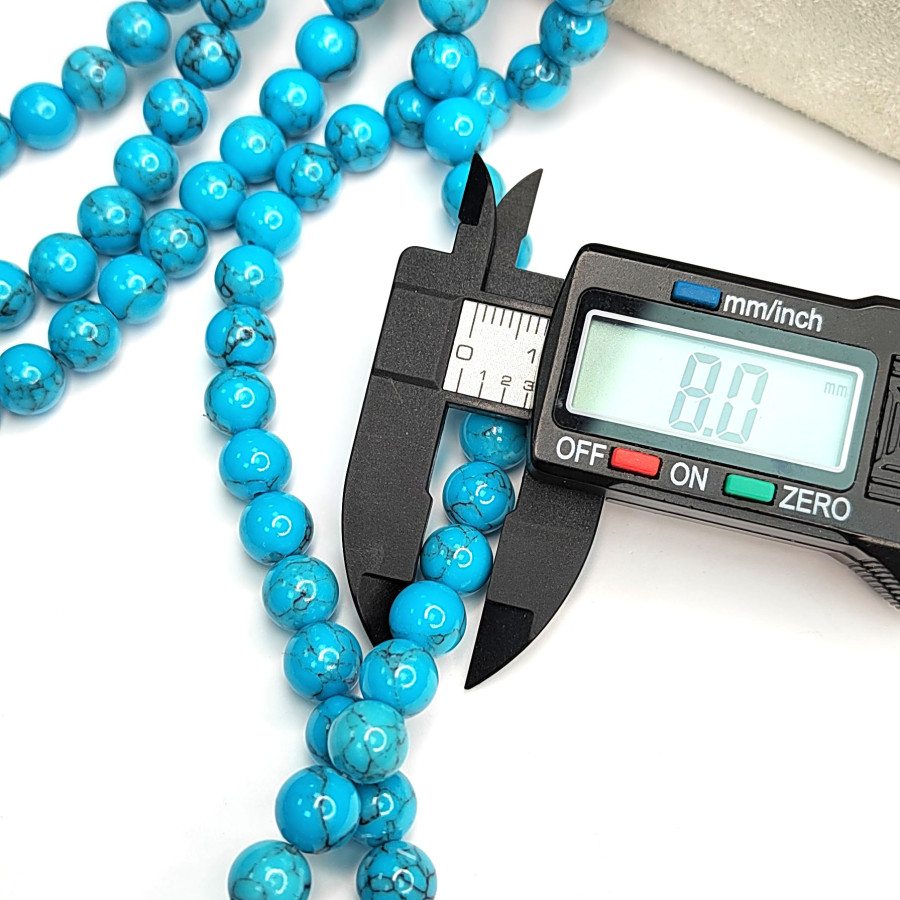 8 мм Бирюза прессованный камень, НИТЬ 39 см