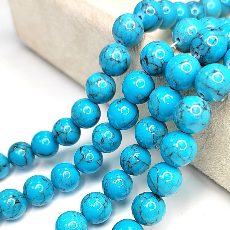 10 мм Бирюза прессованный камень, НИТЬ 39 см
