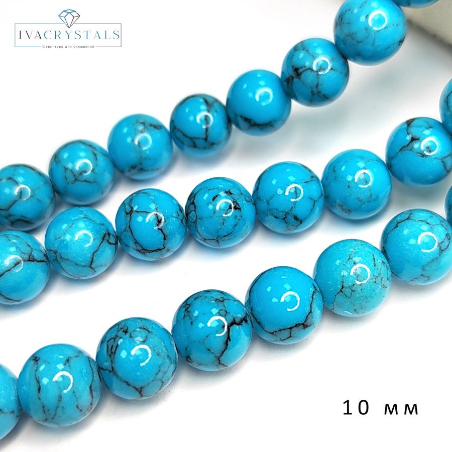 10 мм Бирюза прессованный камень, НИТЬ 39 см
