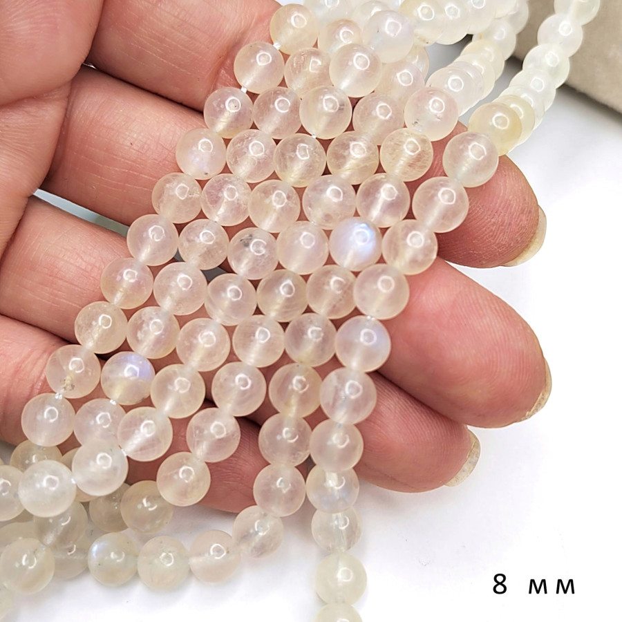 Лунный камень натуральный, НИТЬ 38 см 8 мм