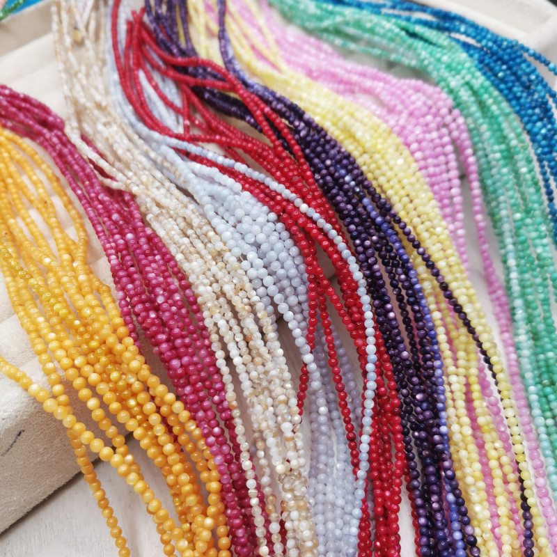 Кошачий глаз 2 мм, бусины гладкий шар, нить 38 см