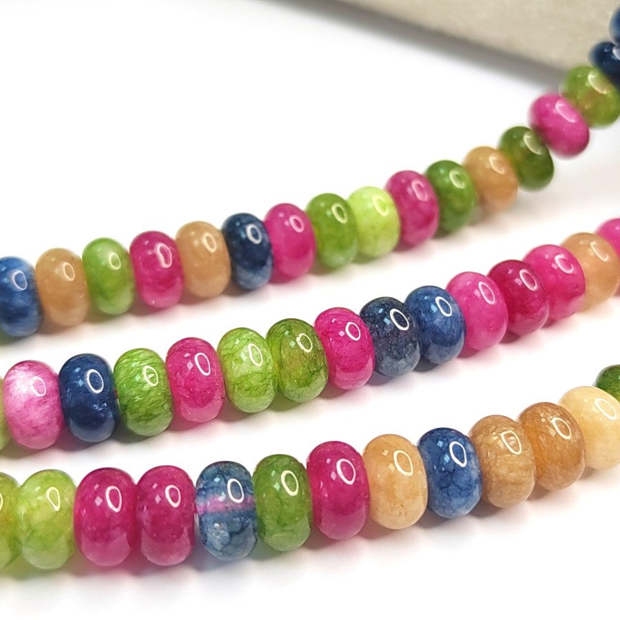 8х5 мм Турмалин натуральный, рондели, нить 39 см