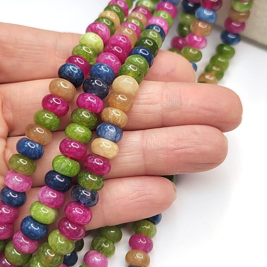 8х5 мм Турмалин натуральный, рондели, нить 39 см