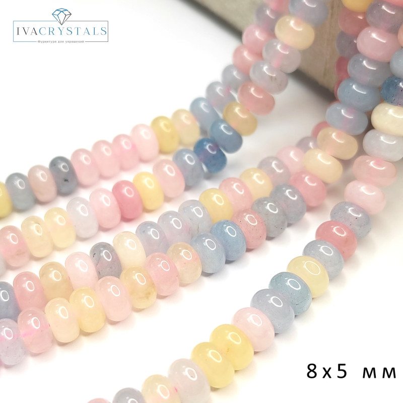 Берилл натуральный, Рондели 8х5 мм, НИТЬ 39 см