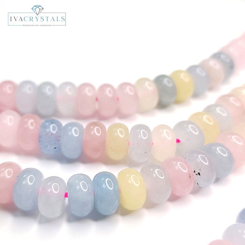 Берилл натуральный, Рондели 8х5 мм, НИТЬ 39 см