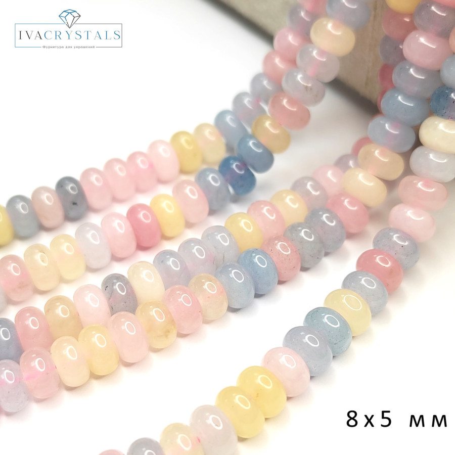 Берилл натуральный, Рондели 8х5 мм, НИТЬ 39 см