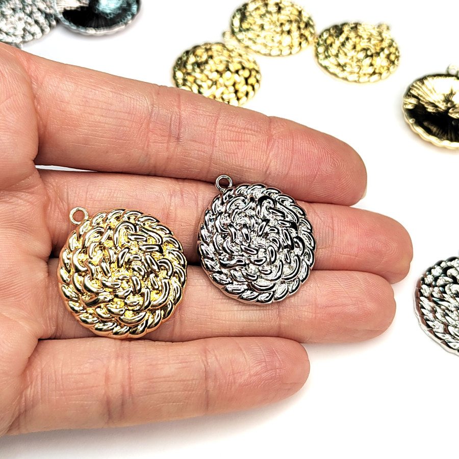 Подвеска Круг 24 мм узорная, штука