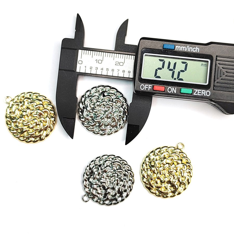 Подвеска Круг 24 мм узорная, штука